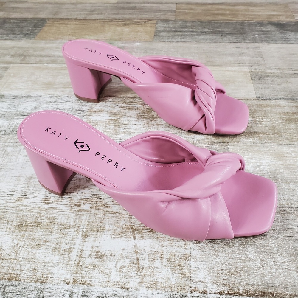 Katy Perry The Tooliped Twisted Sandals Womens Sz 8.5 M Pink Slip On Block Heel
